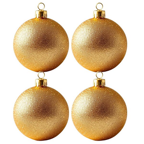 Bolas De Natal - Glitter Dourado - 4 unidades - Rizzo