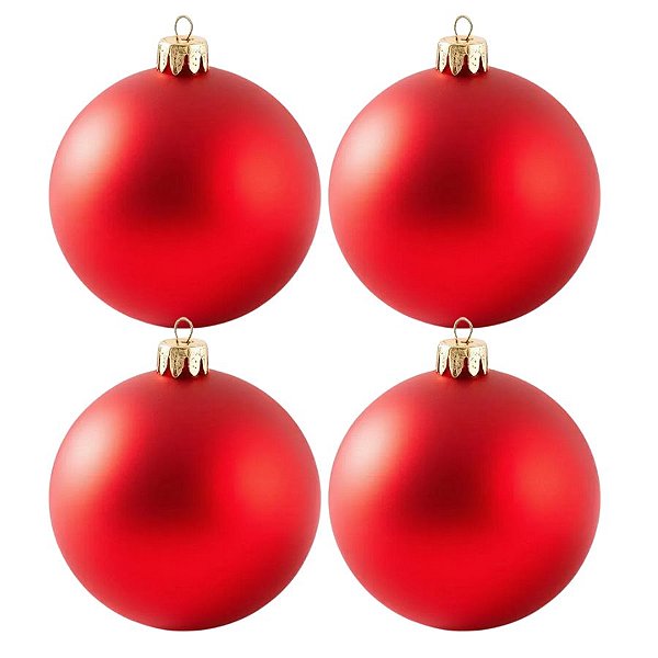 Bolas De Natal - Fosca Vermelha - 4 unidades - Rizzo