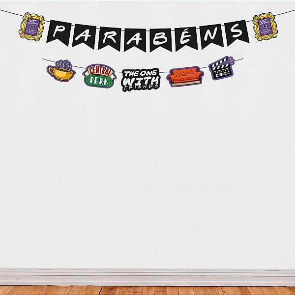 Faixa Decorativa Temática "Parabéns" - Friends - 120x12cm - 1 unidade - Regina - Rizzo