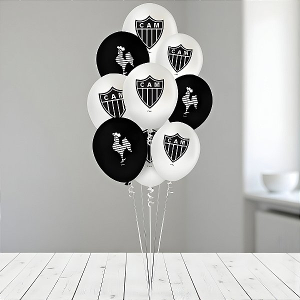 Balão Látex Redondo 9" Atlético Mineiro - 23cm - 25 unidades - Regina - Rizzo