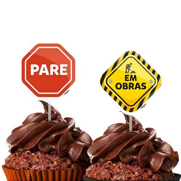 Pick Decorativo Para Doces - Construção - 11cm - 8 unidades - Regina - Rizzo