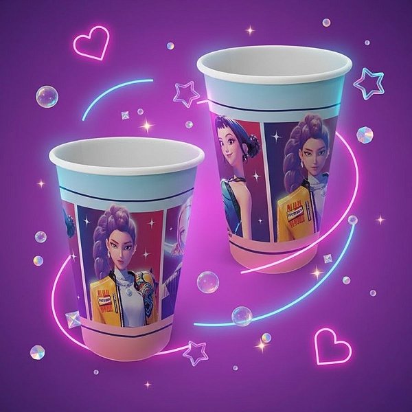 Copo de Papel - Guerreiras do K-pop - 200ml - 8 unidades - Festcolor - Rizzo