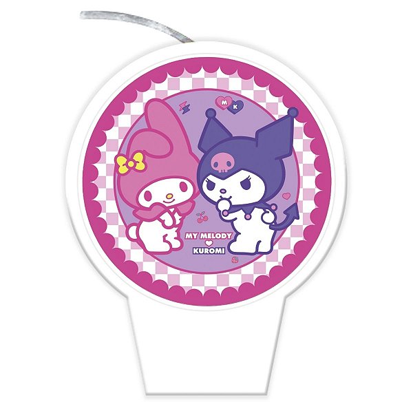 Vela Plana Adesivada - My Melody e Kuromi - 8,5cm - 1 unidade - FestColor - Rizzo