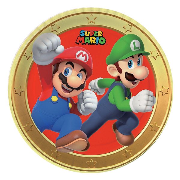 Prato de Papel Redondo - Super Mario - 18cm - 8 unidades - FestColor - Rizzo