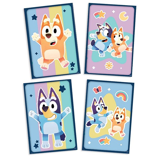 Quadros Decorativos - Bluey - 31x21cm - 4 unidades - FestColor - Rizzo