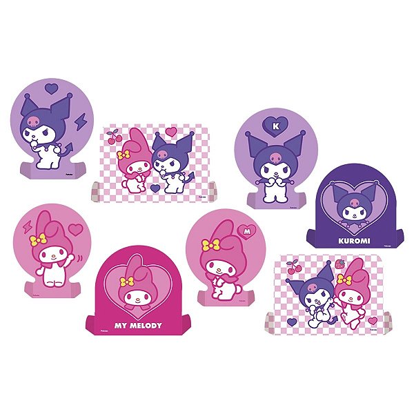 Decoração de Mesa - My Melody e Kuromi - 16cm - 8 unidades - FestColor - Rizzo