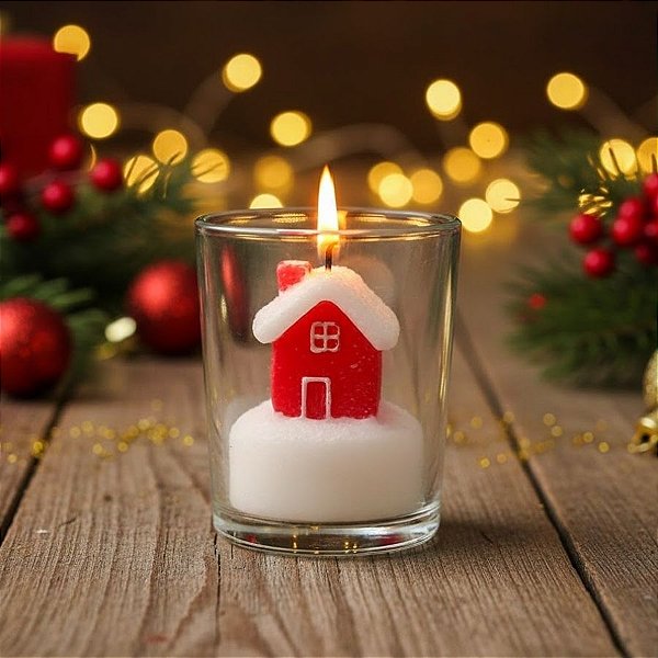 Vela Decorativa de Natal - Casinha - 6x5cm - 1 unidade - Rizzo