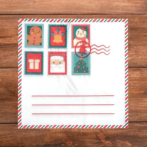 Guardanapo De Papel Natalino - Cartão Postal List - 32,5x32,5cm - 20 unidades - Cromus - Rizzo