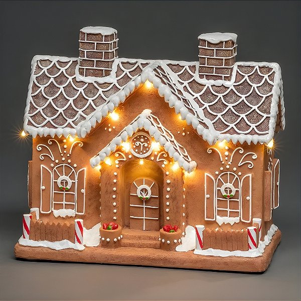 Cenário de Natal - Casinha Gingerbread com Led - 17x10x16cm - 1 unidade - Cromus - Rizzo