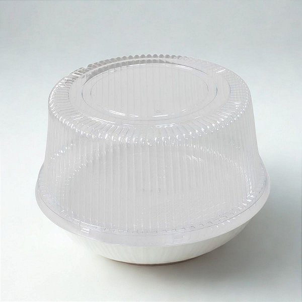 Embalagem Descartável com Tampa Baixa Ranhurada Para Bolos e Tortas - Transparente - Ref.B35RA - 500g - 100 und - BWB