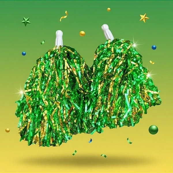 Pompom Metalizado - Verde e Amarelo - 2 unidades - Rizzo