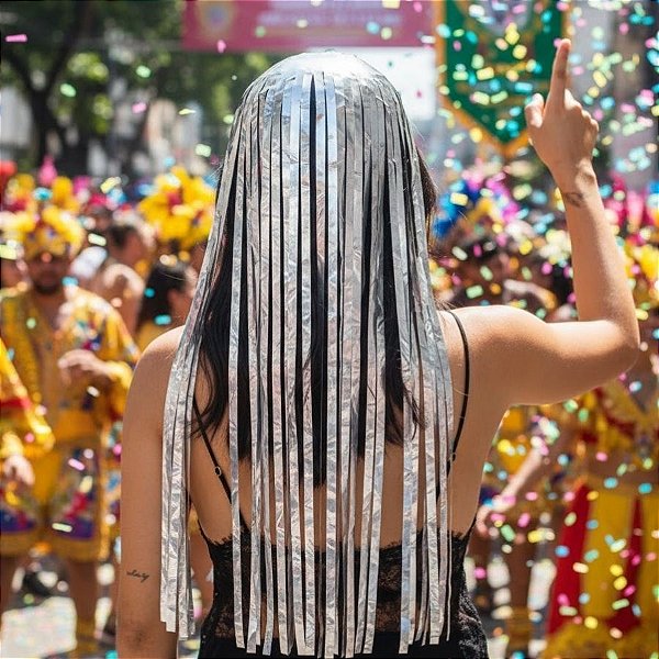 Tiara Metalizada de Carnaval - Prata - 11,5cm - 1 unidade - Rizzo