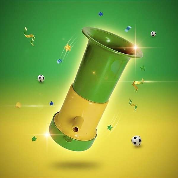 Corneta Brasil - Verde e Amarelo - 13,5cm - 1 unidade - Rizzo
