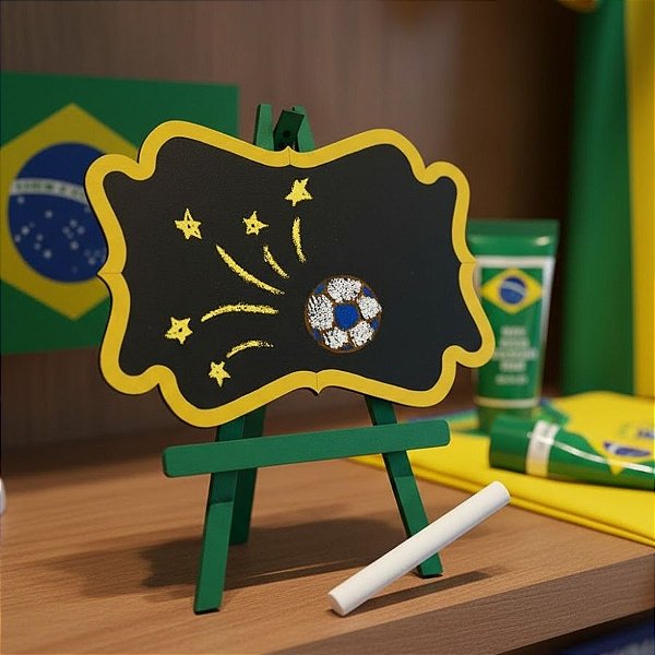 Lousa Decorativa em MDF Copa - Amarelo Escuro e Verde - 20x24cm - 1 unidade - Rizzo