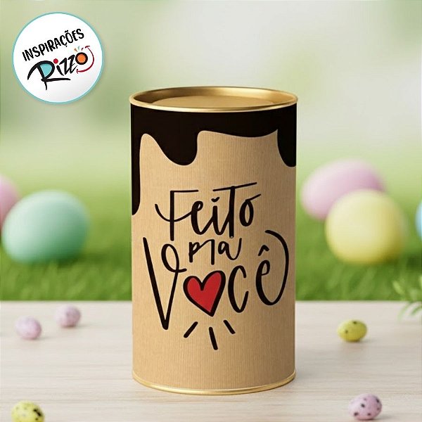 Lata Rigida para Ovos de 350g Kraft Doçura - Feito com Amor - 10x18cm - 1 unidade - Cromus - Rizzo