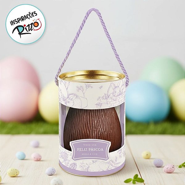 Lata Rigida com Visor e Alça para Ovos de 500g - Clássico Francês Lilas - 13x22cm - 1 unidade - Cromus - Rizzo