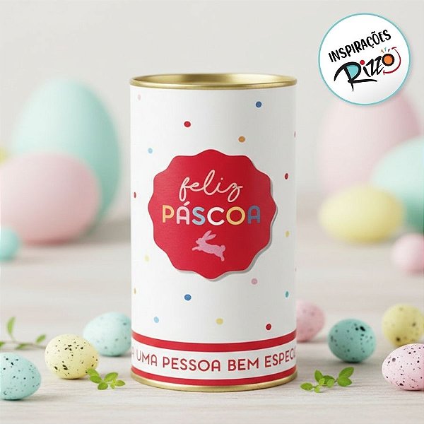 Lata Rigida para Ovos de 350g - Feeling Composê Branco - 10x18cm - 1 unidade - Cromus - Rizzo