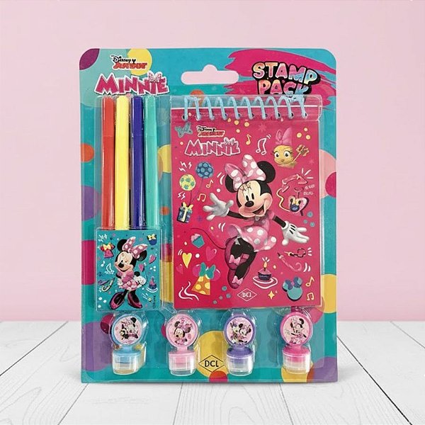 Kit Para Colorir Com Carimbos - Minnie Mouse - 9 Itens - 1 unidade - Disney Original - Rizzo