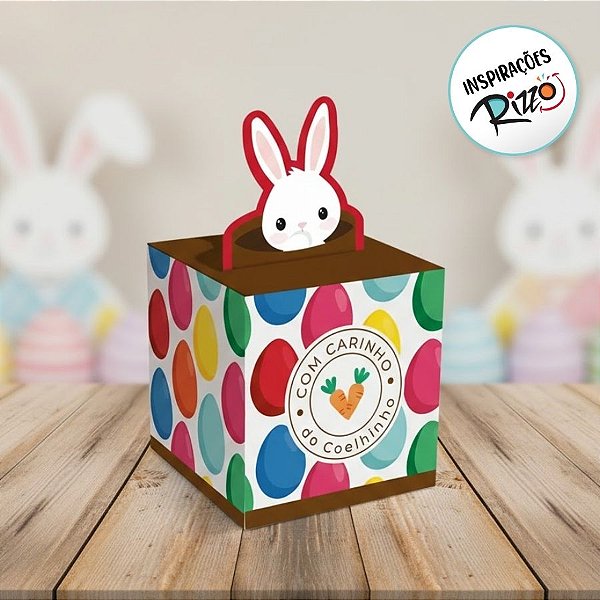 Caixa Pop Up - Páscoa Ovos Coloridos - M 9x9x11cm - 10 unidades - Cromus - Rizzo