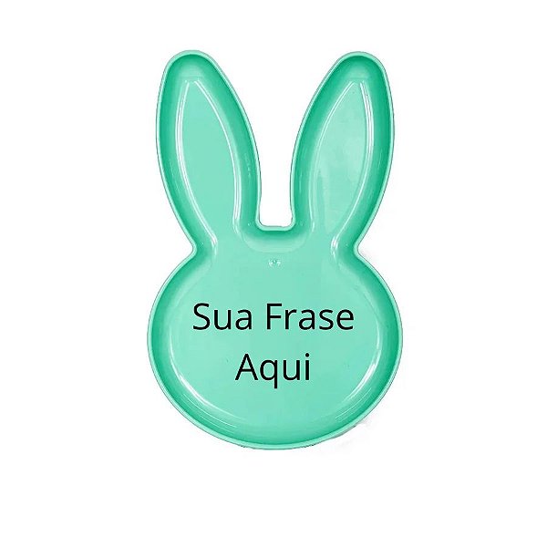 Bandeja Coelho com Frase Personalizado - Verde Claro - 25x15cm  - 1 unidade - Rizzo