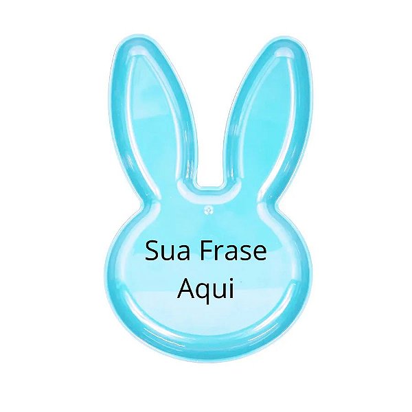 Bandeja Coelho com Frase Personalizado - Azul - 25x15cm  - 1 unidade - Rizzo