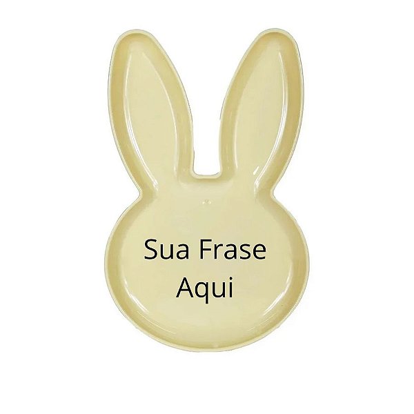 Bandeja Coelho com Frase Personalizado - Amarelo - 25x15cm  - 1 unidade - Rizzo