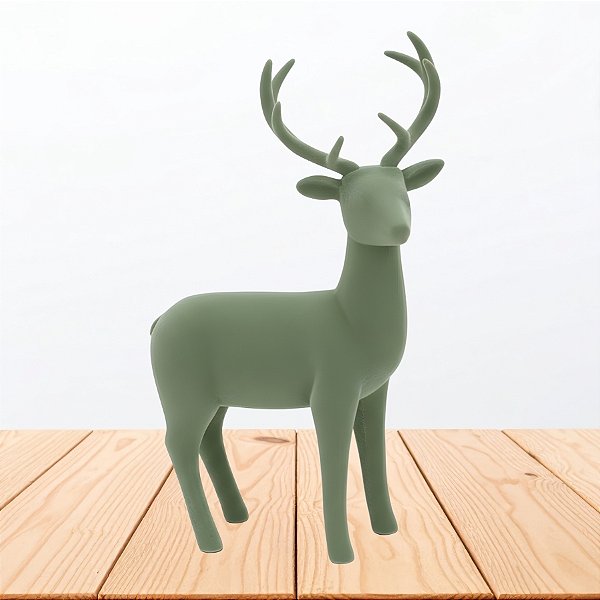 Enfeite Decorativo de Natal de Veludo - Rena Verde - 18x34x7,5cm - 1 unidade - Rizzo