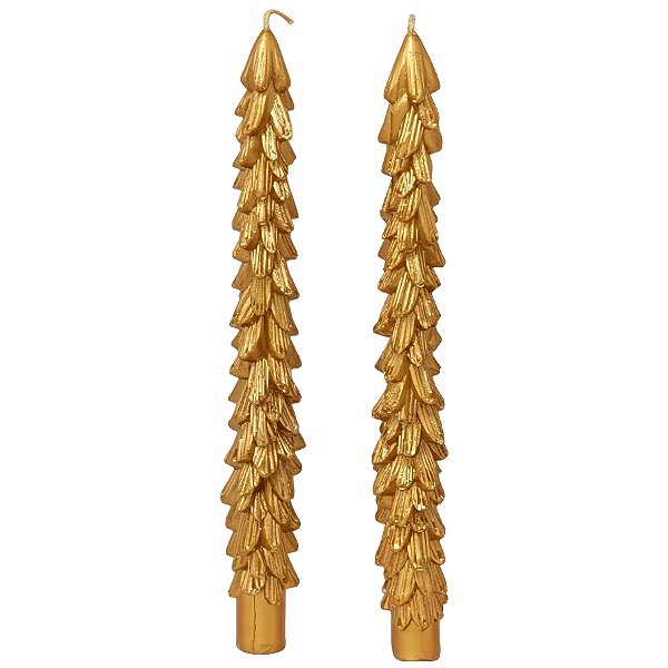 Vela Natalina - Pinheiro Dourado - 24cm - 2 unidades - Rizzo