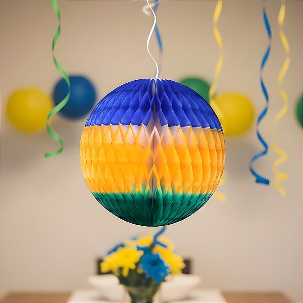 Globo de Papel Bandeira do Brasil - Copa do Mundo - 13cm - 1 unidade - GiroToy - Rizzo