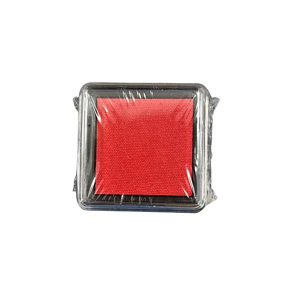 Almofada Para Carimbo em Plástico e Espuma - Carimbeira Vermelho - 3,5x3,5cm - 1 unidade - Rizzo