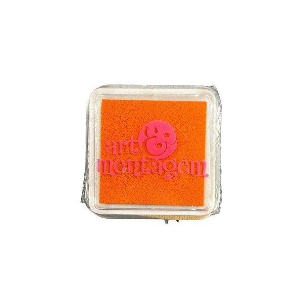 Almofada Para Carimbo em Plástico e Espuma - Carimbeira Laranja - 3x3cm - INK002-6 - 1 unidade - Rizzo