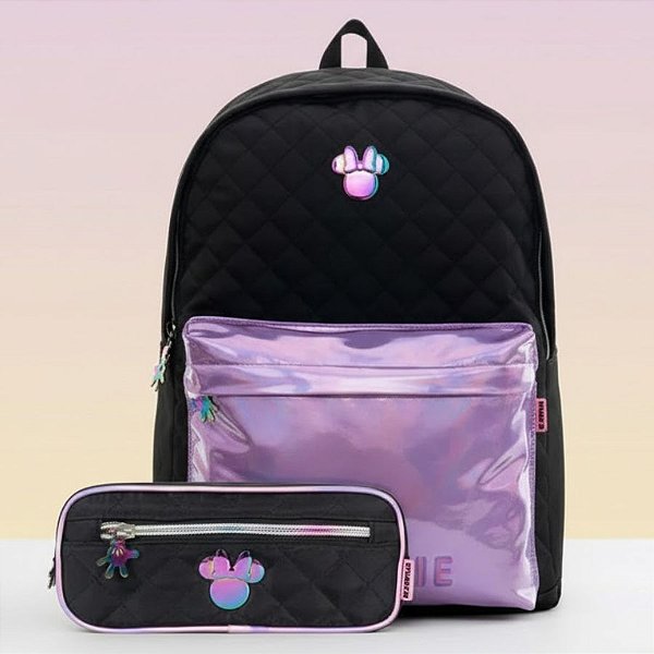 Mochila e Estojo - Minnie Mouse - Holográfico - 1 unidade - Disney Original - Rizzo