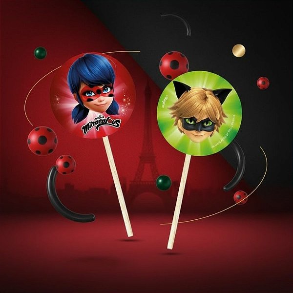 Pick para Docinhos Festa Miraculous - 8 Unidades - Regina - Rizzo Festas