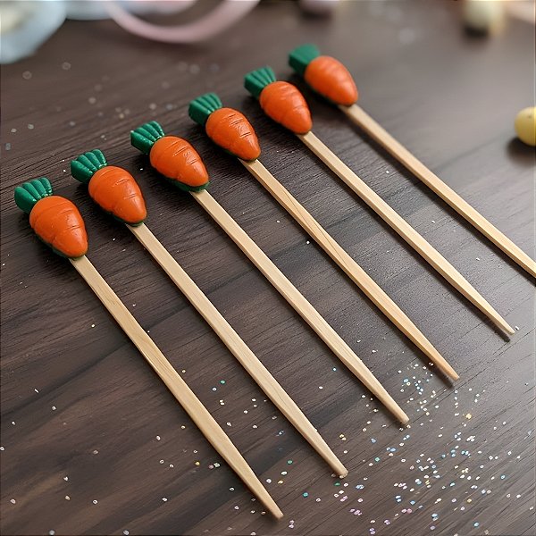 Pick Decorativo Para Doces de Páscoa - Cenoura - 10,5cm - 10 unidades - Rizzo