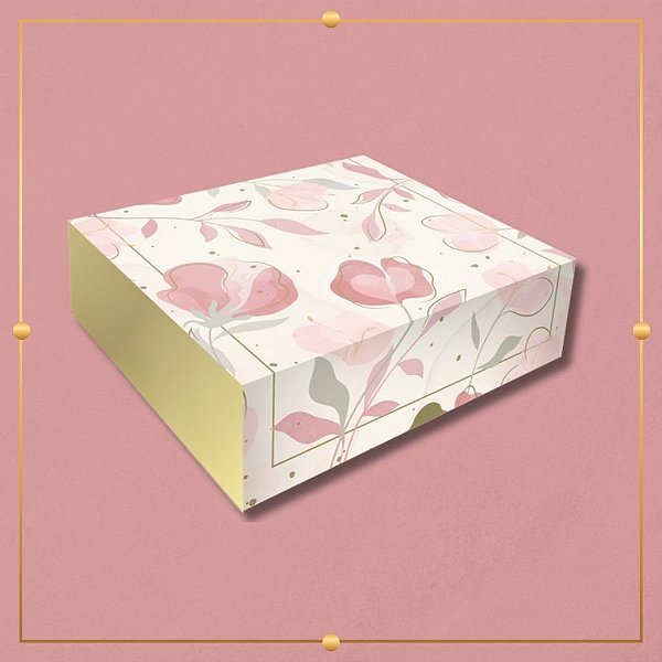 Caixa Retangular Tampa e Fundo - Elegance Rose - 20x7x21cm - 5 unidades - Regina - Rizzo