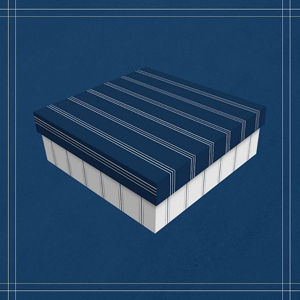 Caixa Quadrada para Presente - Elegance Azul - 17x17x5cm - 5 unidades - Regina - Rizzo
