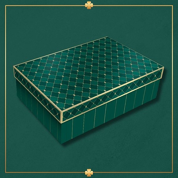 Caixa Retangular com Tampa - Royal Verde - 27x10x21cm - 5 unidades - Regina - Rizzo