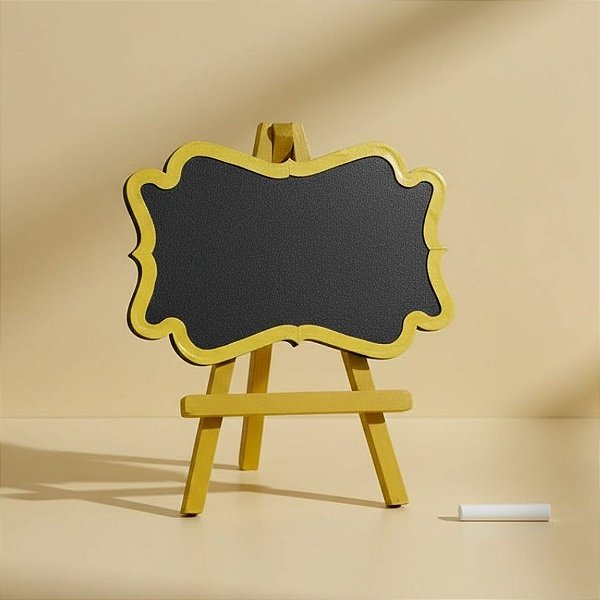 Lousa Decorativa em MDF - Arabesco Amarelo Mostarda - 24x20cm - 1 unidade - Rizzo
