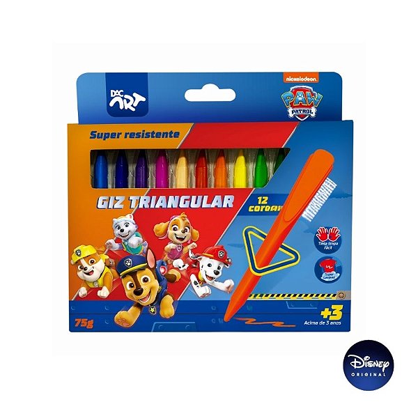 Giz de Cera Triangular Patrulha Canina 12 Cores - Ref. 4742 - 12 unidades - DAC Art - Rizzo