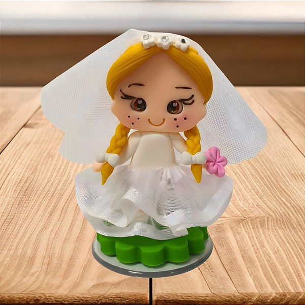 Boneca Noivinha Junina em Biscuit - 5x8x5cm - 1 unidade - Rizzo