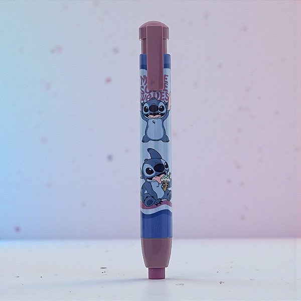 Caneta Borracha Stitch - Roxo - 12cm - Disney Original - 1 unidade - Rizzo