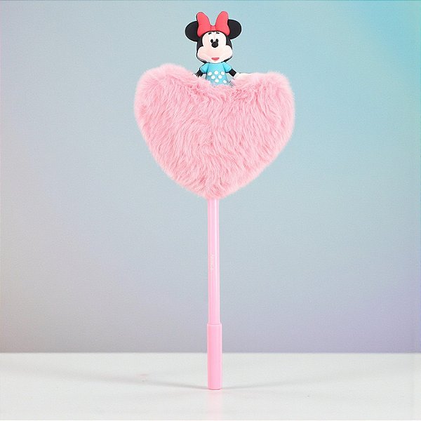 Caneta Minnie Esferográfica Pompom de Pelúcia - 24cm - Disney Original - 1 unidade - Rizzo