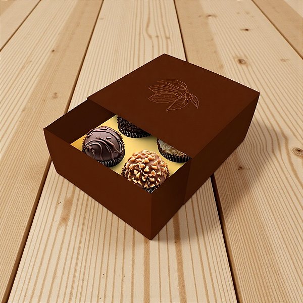 Caixa Luva Para 4 Doces - Páscoa Gourmet - 9x9x4,5cm - 10 unidades - Regina - Rizzo