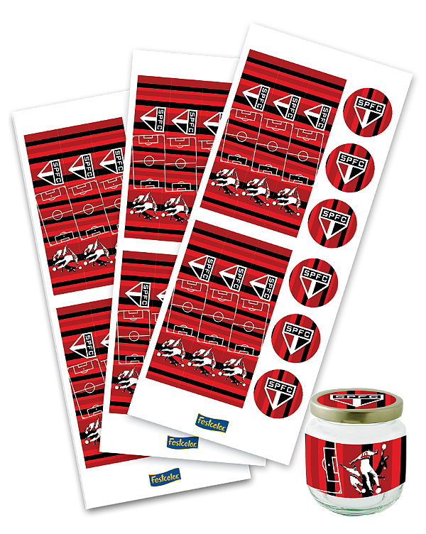 Adesivo para Lembrancinhas Festa São Paulo - 36 unidades - Festcolor - Rizzo Festas