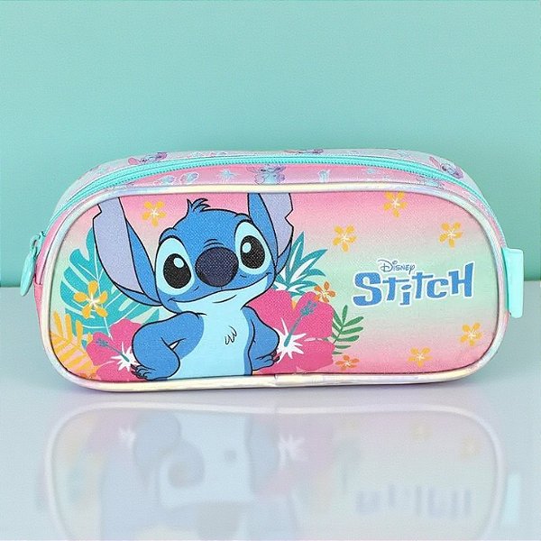 Estojo Simples com Zíper - Stitch - Rosa - Disney Original - 1 unidade - Rizzo