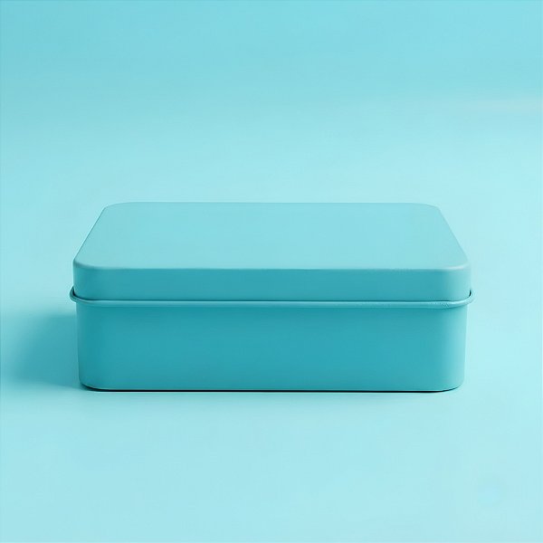 Lata de Metal Retangular - Azul - 12x9x4cm - 1 unidade - Rizzo