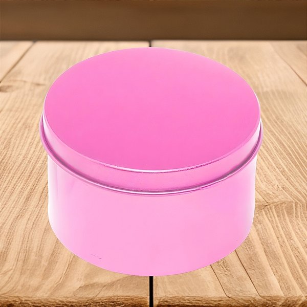 Lata de Metal Redonda - Rosa - 7,5x4,5cm - 1 unidade - Rizzo