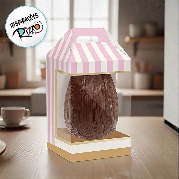 Caixa New Maleta para Ovo de 350g com Visor - Clássico Francês Rosa - 6 unidades - Cromus - Rizzo