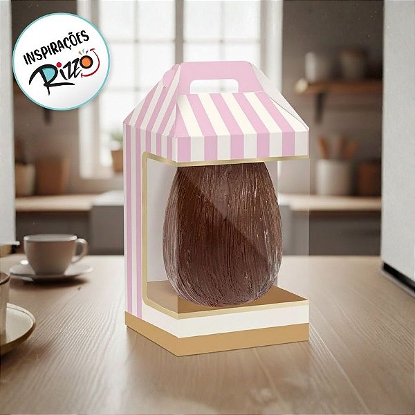 Caixa New Maleta para Ovo de 250g com Visor - Clássico Francês Rosa - 6 unidades - Cromus - Rizzo