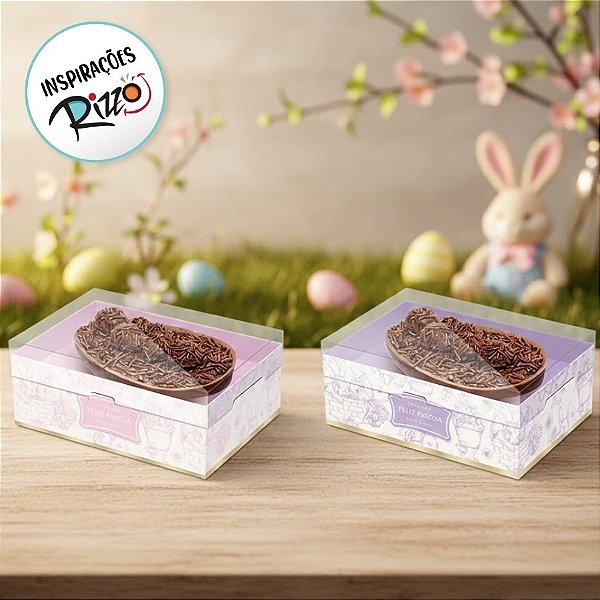 Caixa New Practice para Meio Ovo de 500g - Clássico Francês Lilás e Rosa - 6 unidades - Cromus - Rizzo